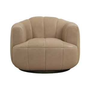 Tadeo Swivel Armchair - Dark Brown - Sahara Sand Leather