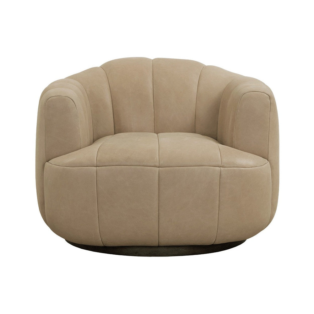 Tadeo Swivel Armchair - Dark Brown - Sahara Sand Leather