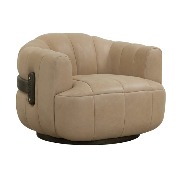 Tadeo Swivel Armchair - Dark Brown - Sahara Sand Leather