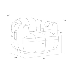 Tadeo Swivel Armchair - Dark Brown - Sahara Sand Leather