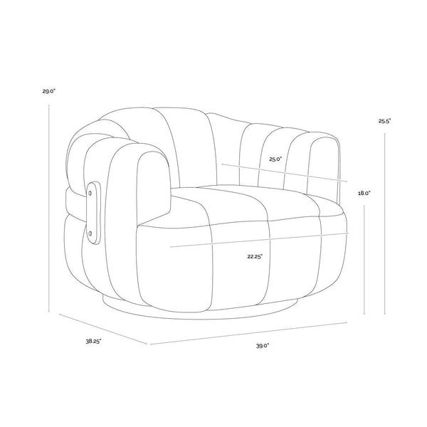 Tadeo Swivel Armchair - Dark Brown - Sahara Sand Leather