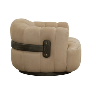 Tadeo Swivel Armchair - Dark Brown - Sahara Sand Leather