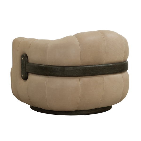 Tadeo Swivel Armchair - Dark Brown - Sahara Sand Leather
