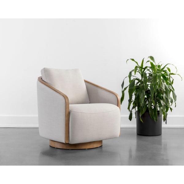 Tasia Swivel Lounge Chair - Effie Linen