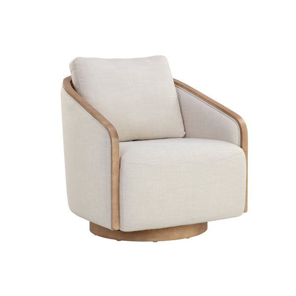 Tasia Swivel Lounge Chair - Effie Linen