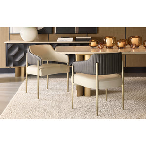 Tova Dining Armchair - Dillon Cream / Bravo Ash