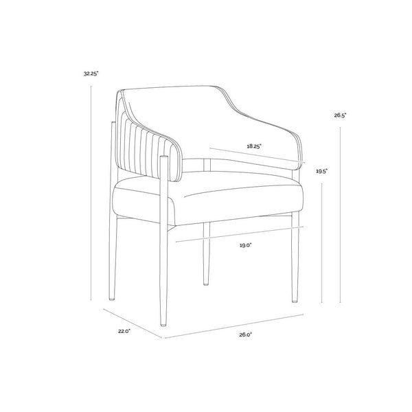 Tova Dining Armchair - Dillon Cream / Bravo Ash