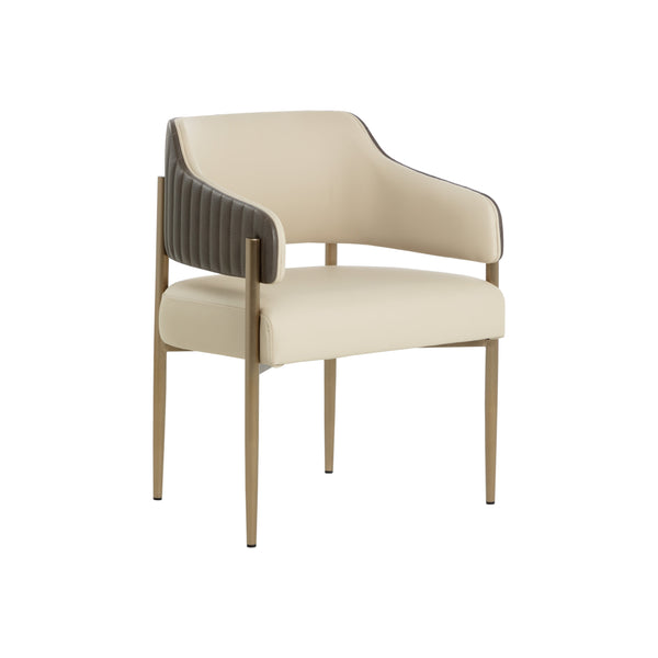 Tova Dining Armchair - Dillon Cream / Bravo Ash