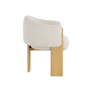 Trine Dining Armchair - Rustic Oak - Dove Cream