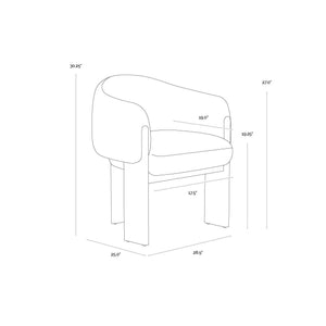 Trine Dining Armchair - Rustic Oak - Dove Cream