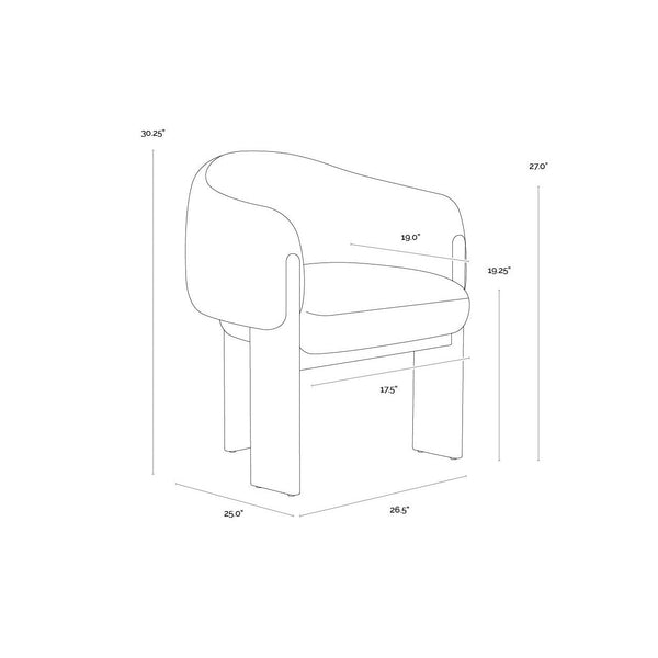 Trine Dining Armchair - Rustic Oak - Dove Cream