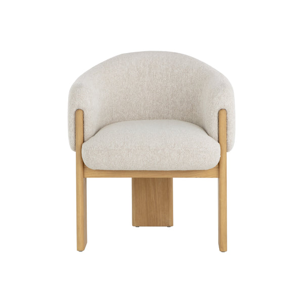 Trine Dining Armchair - Rustic Oak - Dove Cream