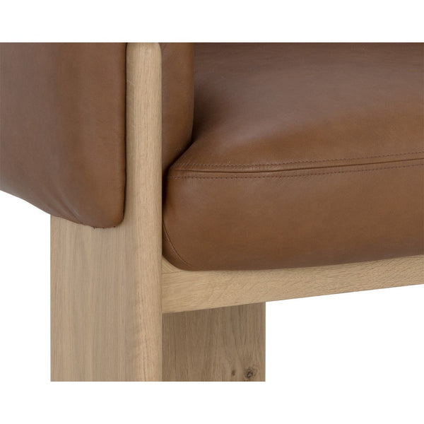 Trine Lounge Chair - Rustic Oak - Vintage Camel Leather