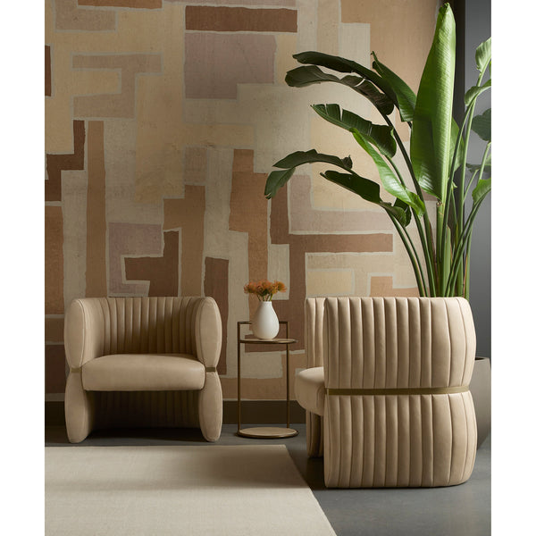 Tryor Lounge Chair - Sahara Sand Leather