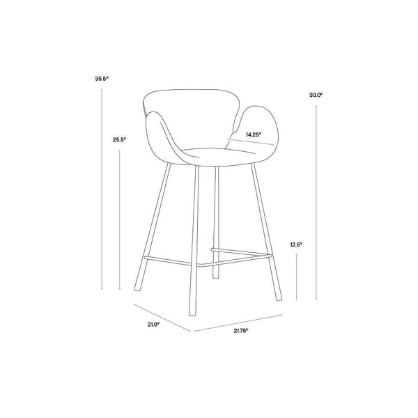 Waldo Counter Stool - November Grey / Cinnamon Brown