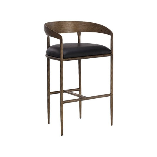 Zanatta Barstool - Charcoal Black Leather