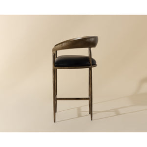 Zanatta Counter Stool - Charcoal Black Leather