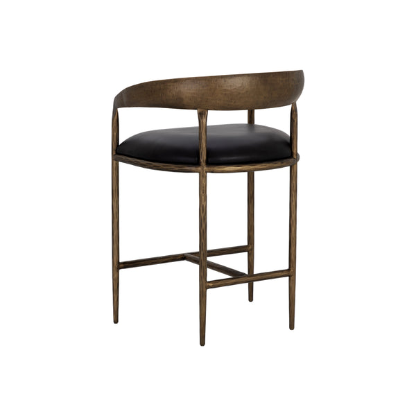 Zanatta Counter Stool - Charcoal Black Leather