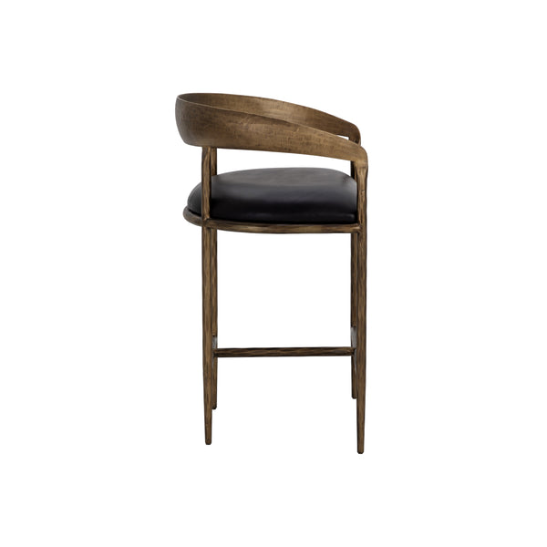 Zanatta Counter Stool - Charcoal Black Leather