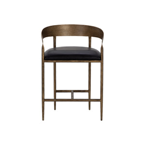 Zanatta Counter Stool - Charcoal Black Leather
