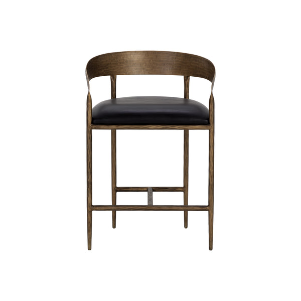 Zanatta Counter Stool - Charcoal Black Leather