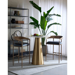 Zanatta Counter Stool - Charcoal Black Leather