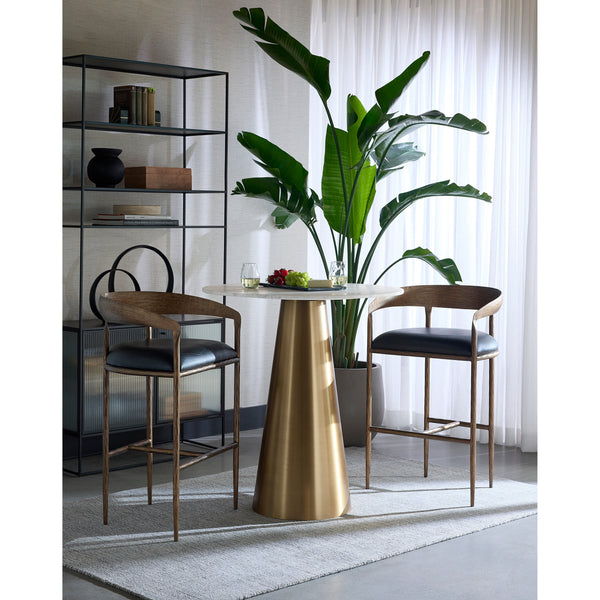 Zanatta Counter Stool - Charcoal Black Leather