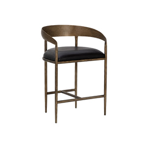 Zanatta Counter Stool - Charcoal Black Leather