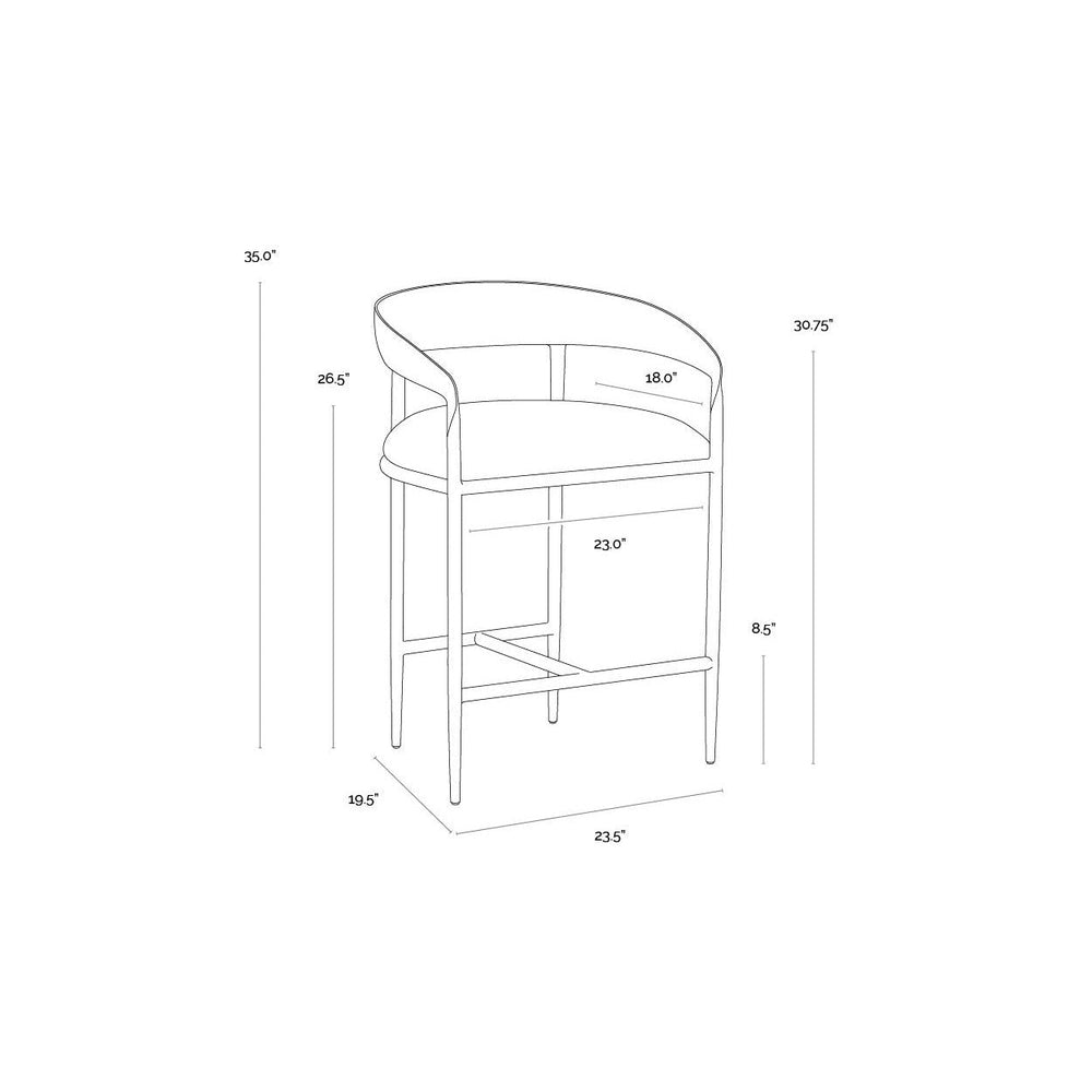 Zanatta Counter Stool - Charcoal Black Leather