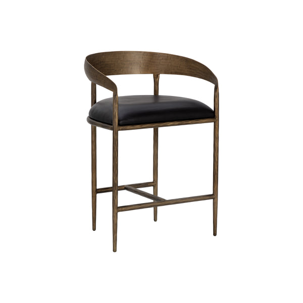 Zanatta Counter Stool - Charcoal Black Leather