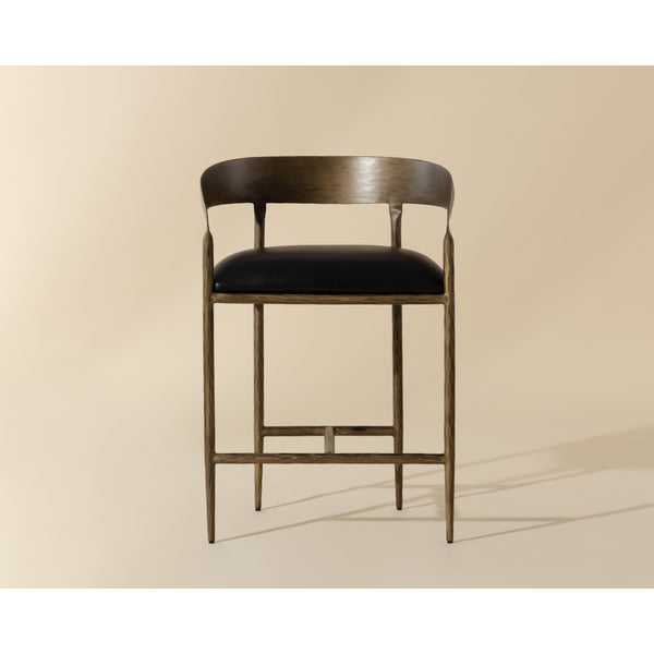 Zanatta Counter Stool - Charcoal Black Leather
