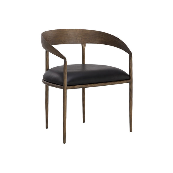 Zanatta Dining Armchair - Charcoal Black Leather