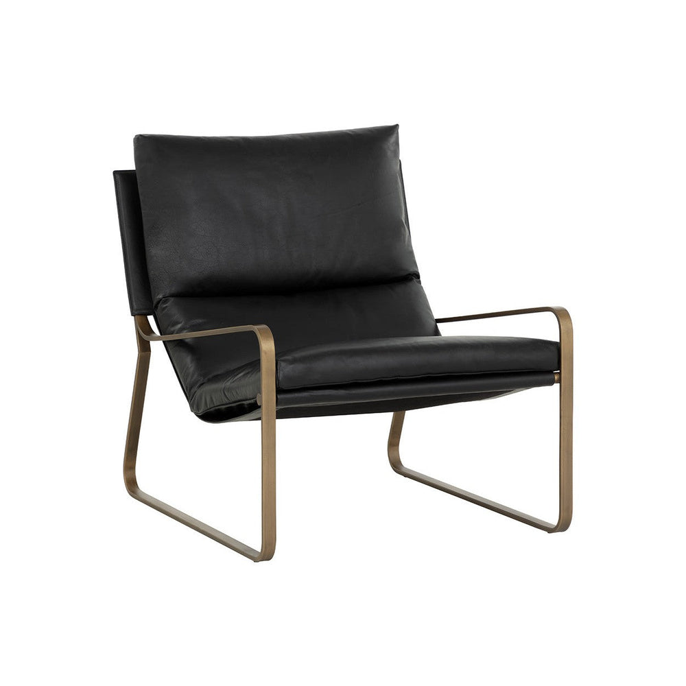 Zancor Lounge Chair - Antique Brass - Charcoal Black Leather
