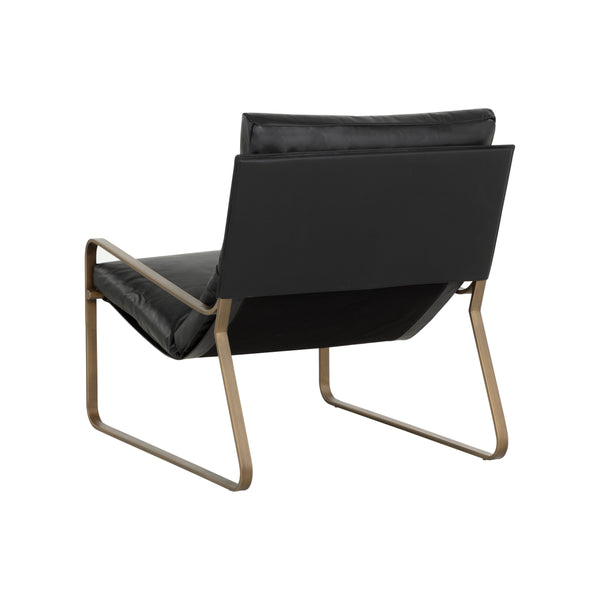 Zancor Lounge Chair - Antique Brass - Charcoal Black Leather