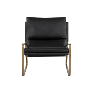 Zancor Lounge Chair - Antique Brass - Charcoal Black Leather