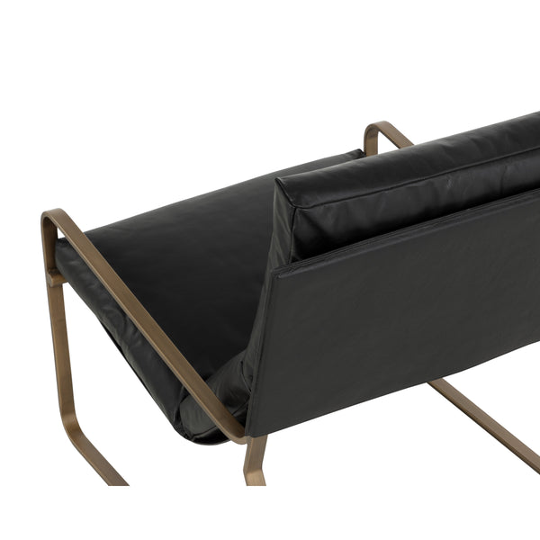 Zancor Lounge Chair - Antique Brass - Charcoal Black Leather