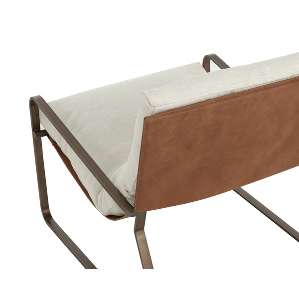 Zancor Lounge Chair - Antique Brass - Geralt Linen / Tan Leather