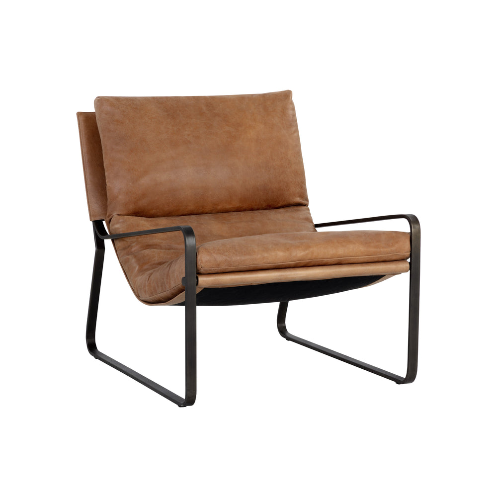 Zancor Lounge Chair - Gunmetal - Tan Leather