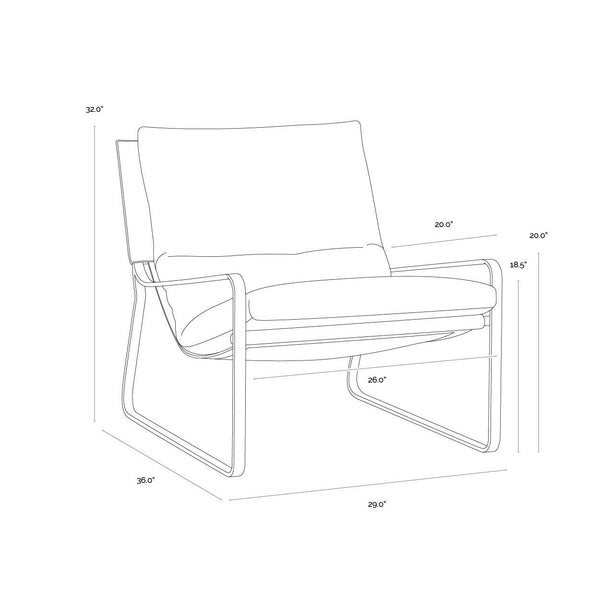 Zancor Lounge Chair - Gunmetal - Tan Leather