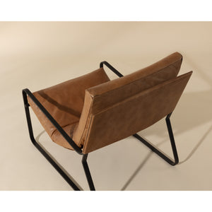 Zancor Lounge Chair - Gunmetal - Tan Leather