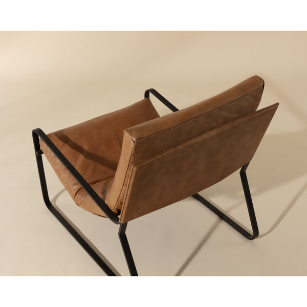 Zancor Lounge Chair - Gunmetal - Tan Leather
