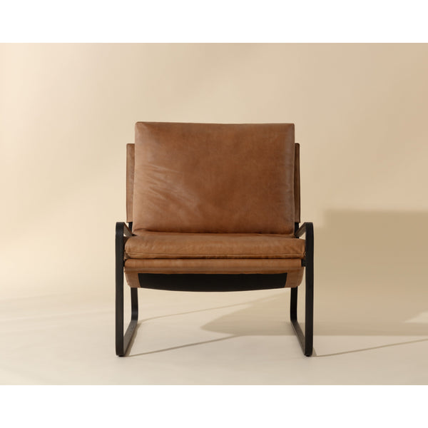 Zancor Lounge Chair - Gunmetal - Tan Leather