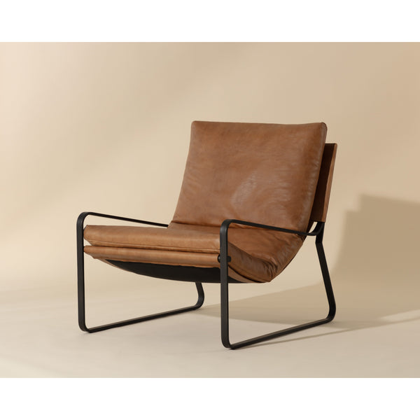 Zancor Lounge Chair - Gunmetal - Tan Leather