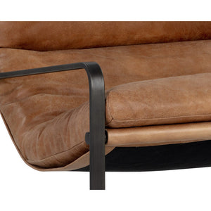 Zancor Lounge Chair - Gunmetal - Tan Leather