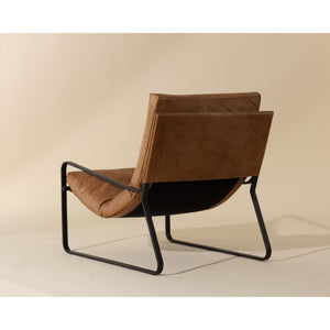 Zancor Lounge Chair - Gunmetal - Tan Leather