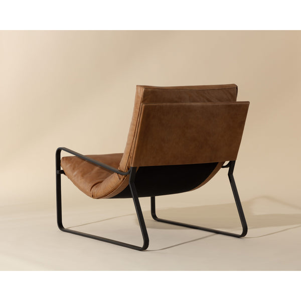 Zancor Lounge Chair - Gunmetal - Tan Leather