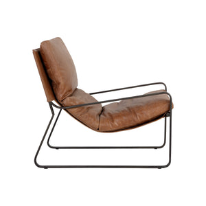 Zancor Lounge Chair - Gunmetal - Tan Leather