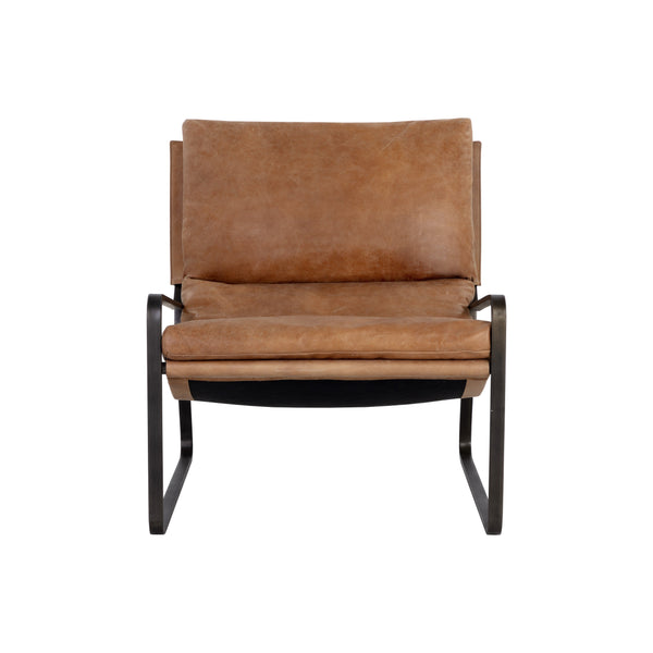 Zancor Lounge Chair - Gunmetal - Tan Leather
