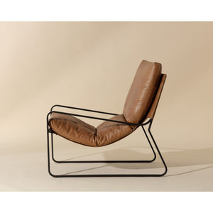 Zancor Lounge Chair - Gunmetal - Tan Leather