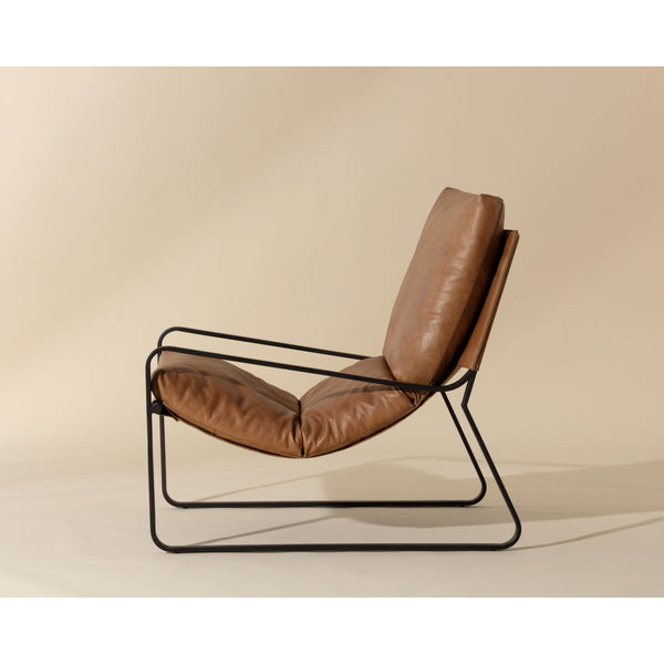 Zancor Lounge Chair - Gunmetal - Tan Leather